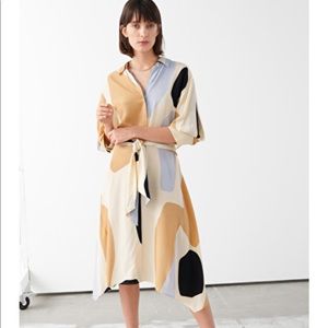 & Other Stories Printed Knot Belted Midi Dress